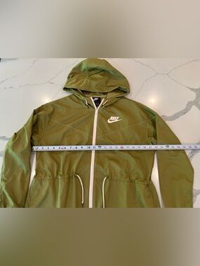 Nike Olive Hooded Zip-Up Jacket with White Accents